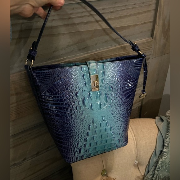 Brahmin Handbags - Elegant Brahmin Blue Crocodile-Embossed Women Bag